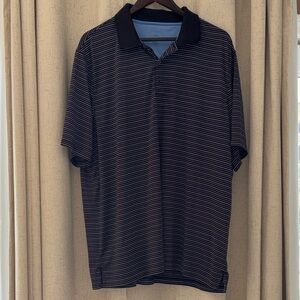 George Men's Black Soot Thin-Striped Polo